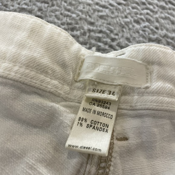 Diesel Industry Denim Jean Shorts Mens 34 White Button Fly Raw Hem - Picture 2 of 16